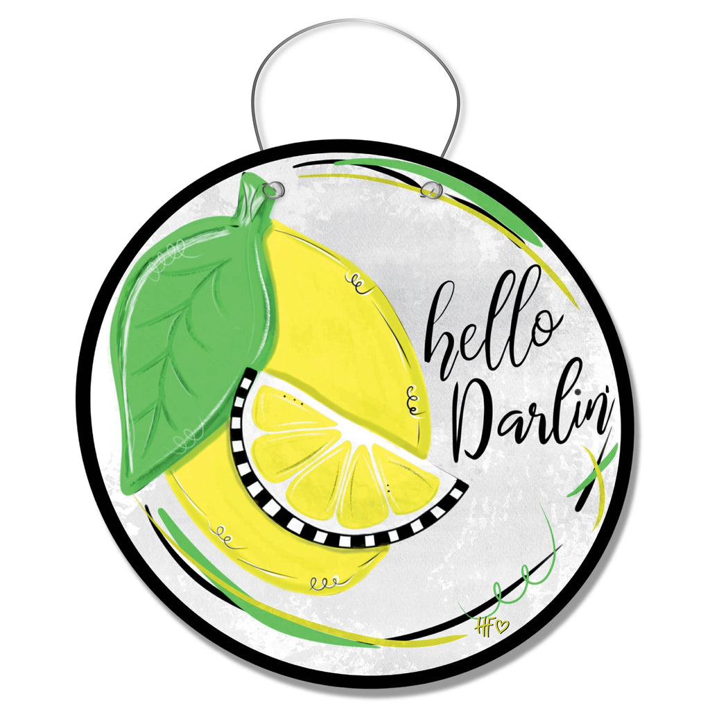 Hello Darlin Cheerful Lemon Door Hanger