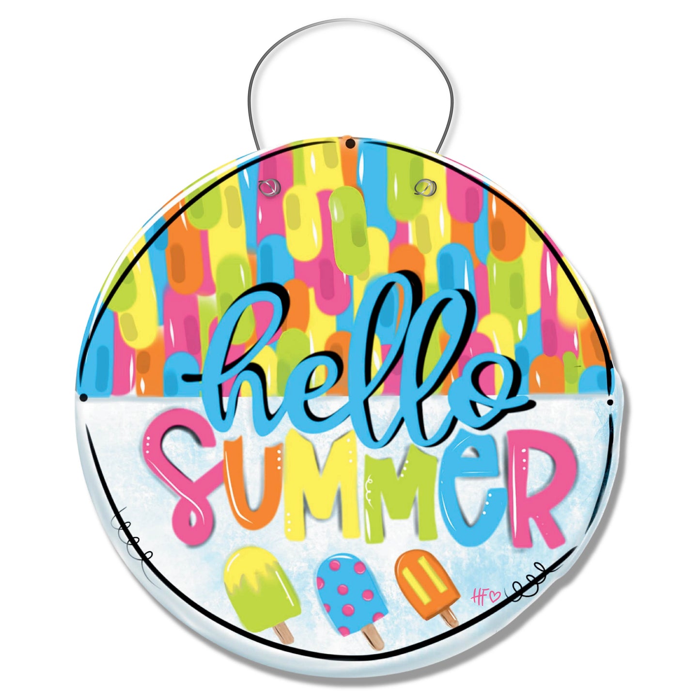 Hello Summer Neon Popsicles Door Hanger