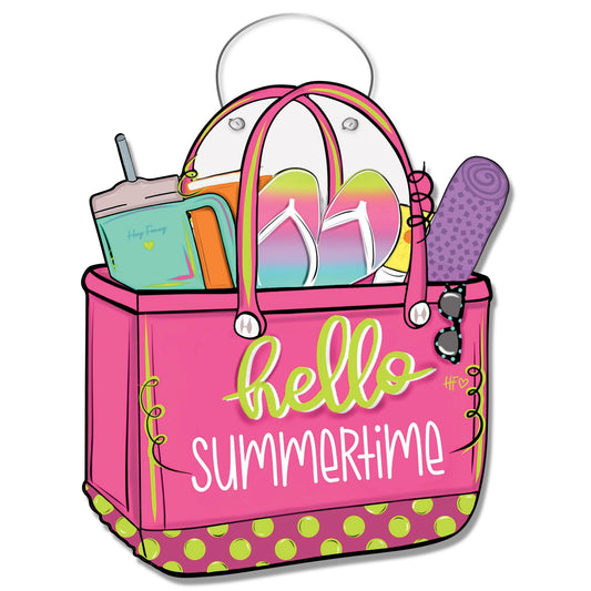 Hello Summertime Beach Bag Door Hanger