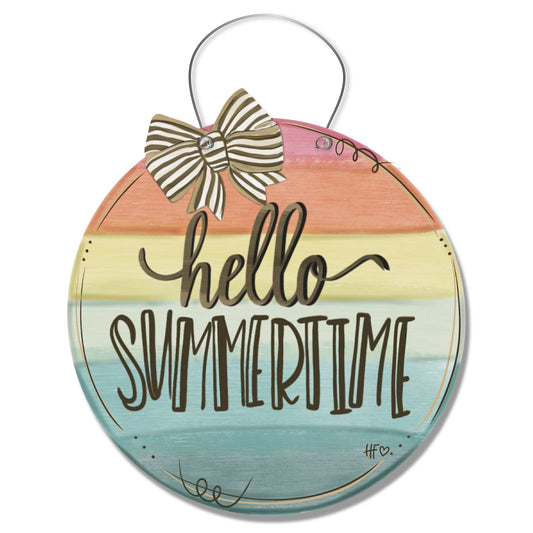 Hello Summertime (Soft Colors) Door Hanger