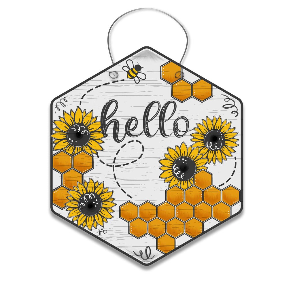 Sunflower Honeycomb Hello Door Hanger