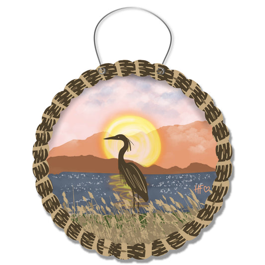 Heron Sunset Door Hanger