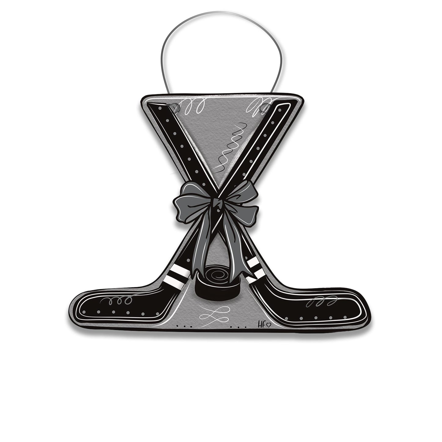 Double Crossed Hockey Sticks Bow Door Hanger