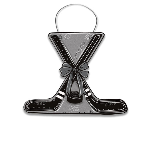 Double Crossed Hockey Sticks Bow Door Hanger
