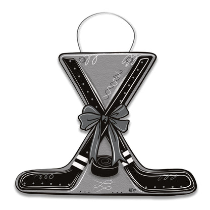 Double Crossed Hockey Sticks Bow Door Hanger