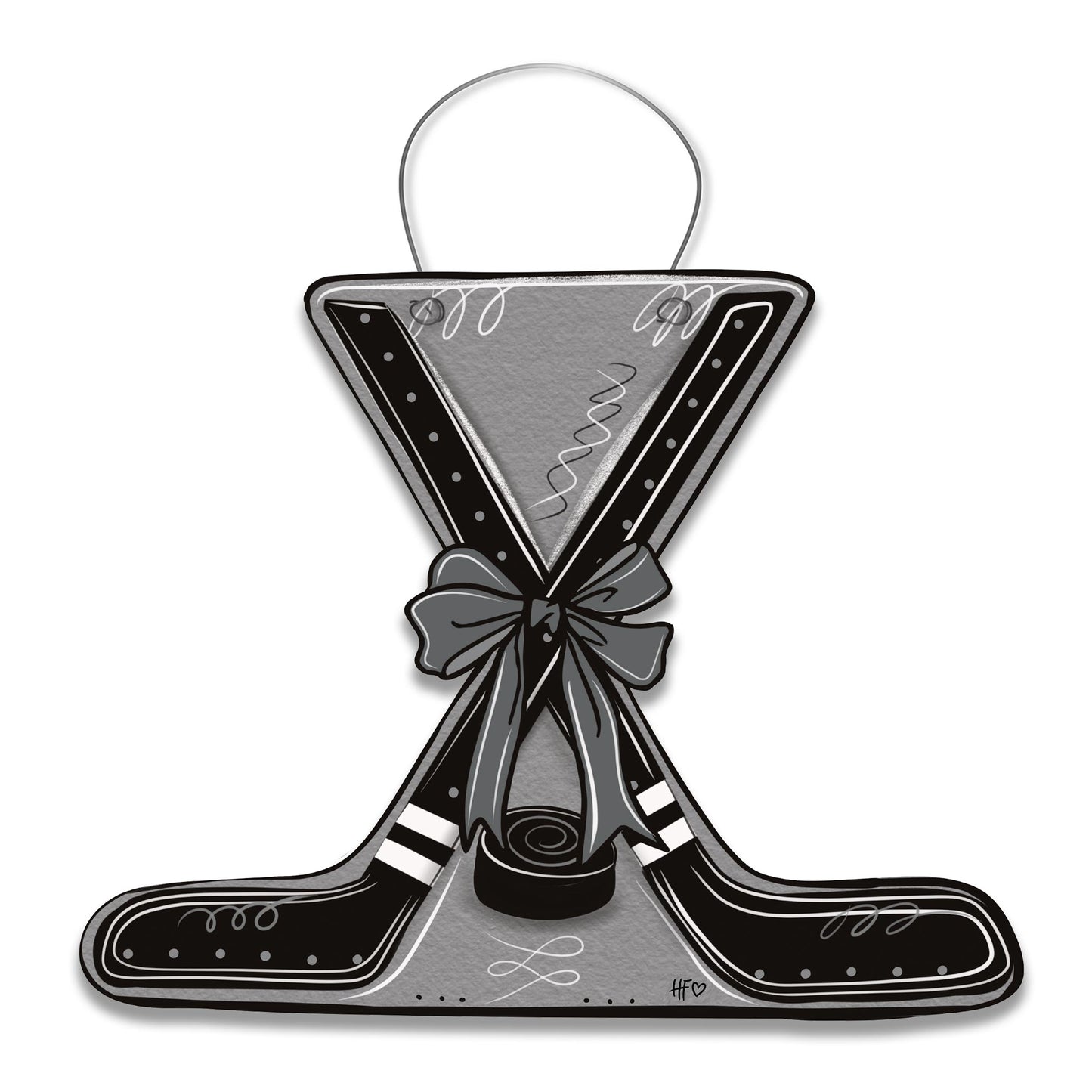 Double Crossed Hockey Sticks Bow Door Hanger