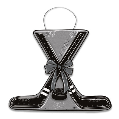 Double Crossed Hockey Sticks Bow Door Hanger