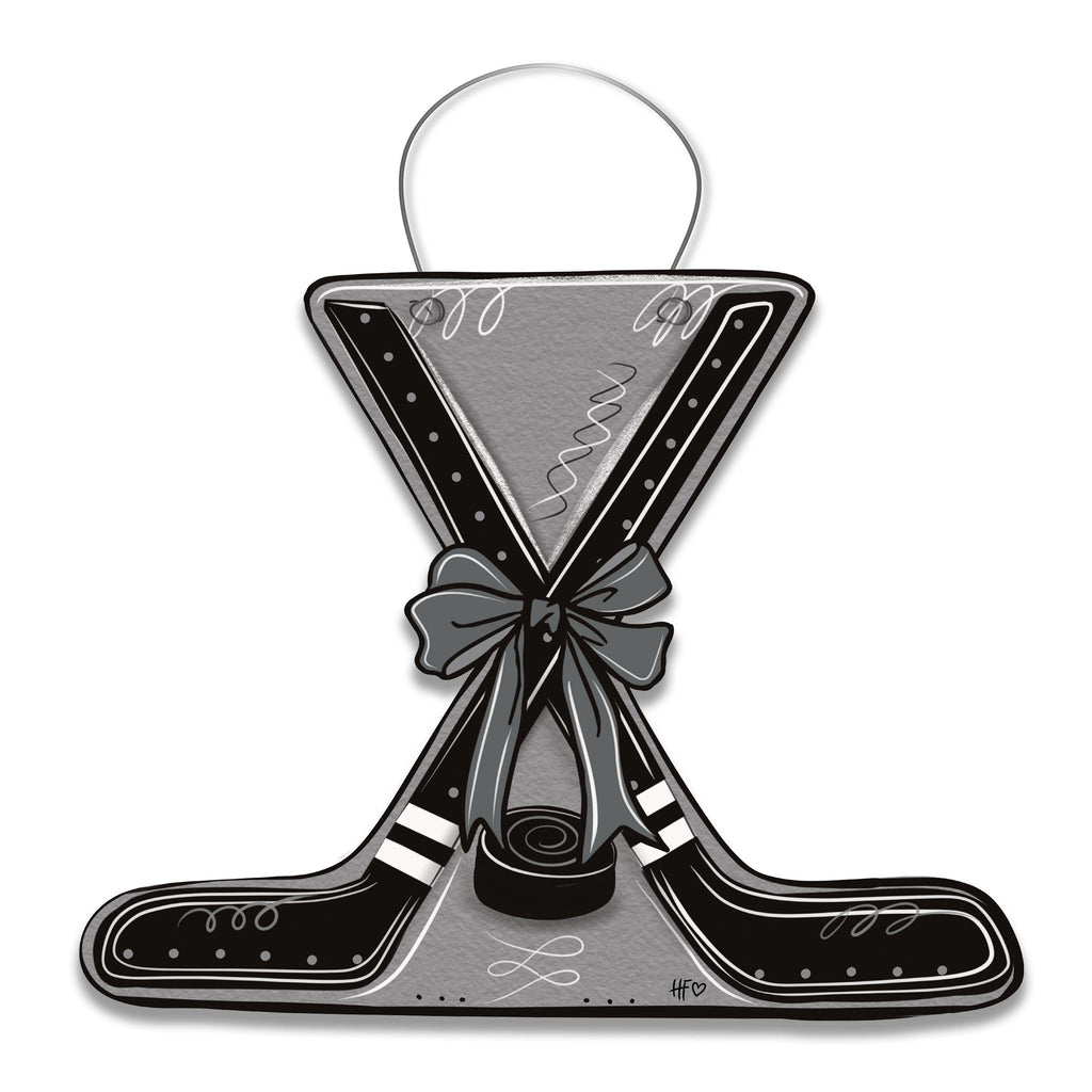 Double Crossed Hockey Sticks Bow Door Hanger