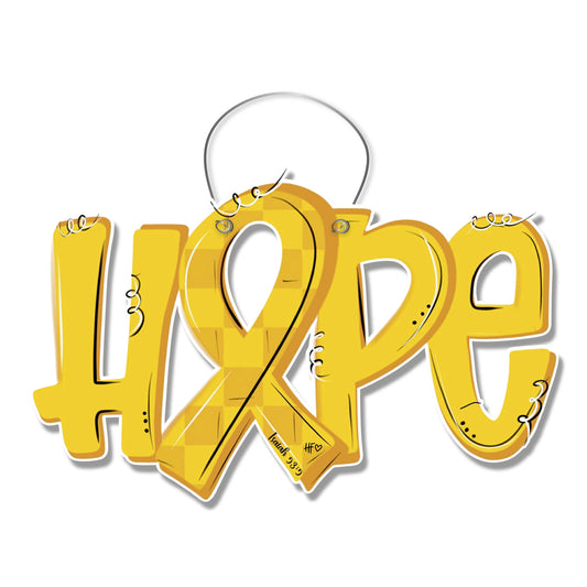 HOPE Gold Ribbon Door Hanger