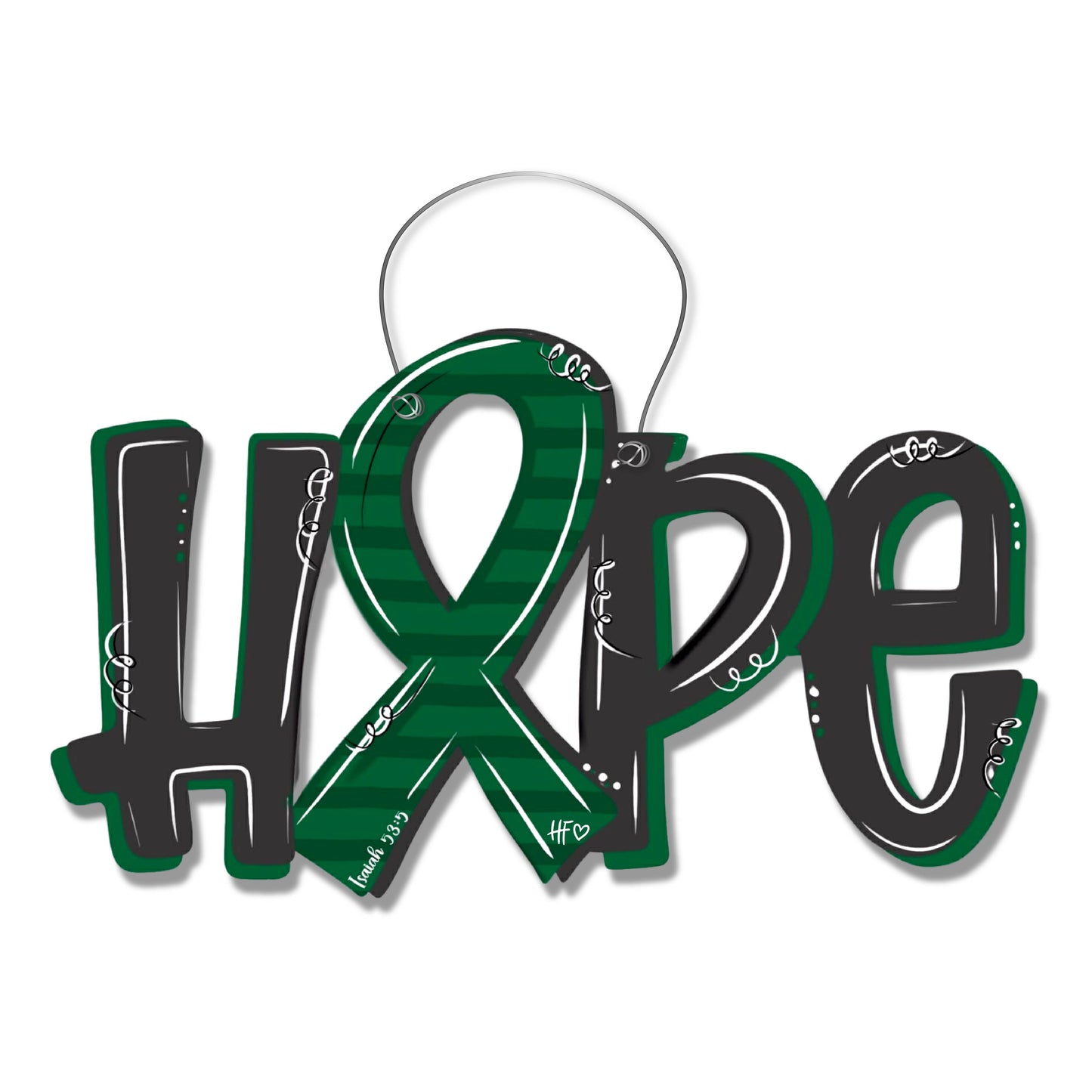 Hope Green Ribbon Door Hanger