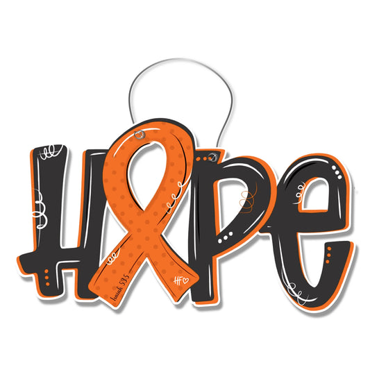 Hope Orange Ribbon Door Hanger