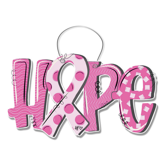 Hope Pink Ribbon Door Hanger