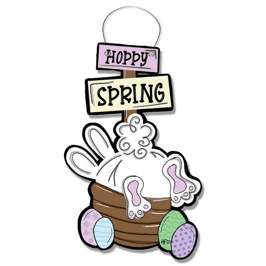 Hoppy Spring Easter Basket Door Hanger