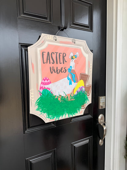 Easter Vibes Bunny Goose Door Hanger