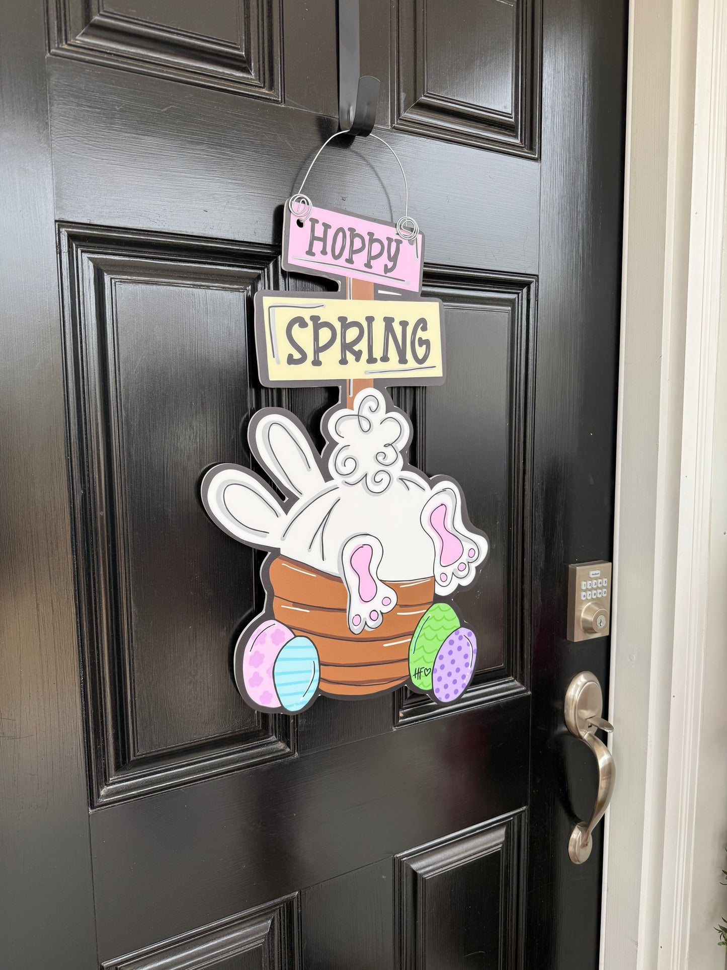 Hoppy Spring Easter Basket Door Hanger