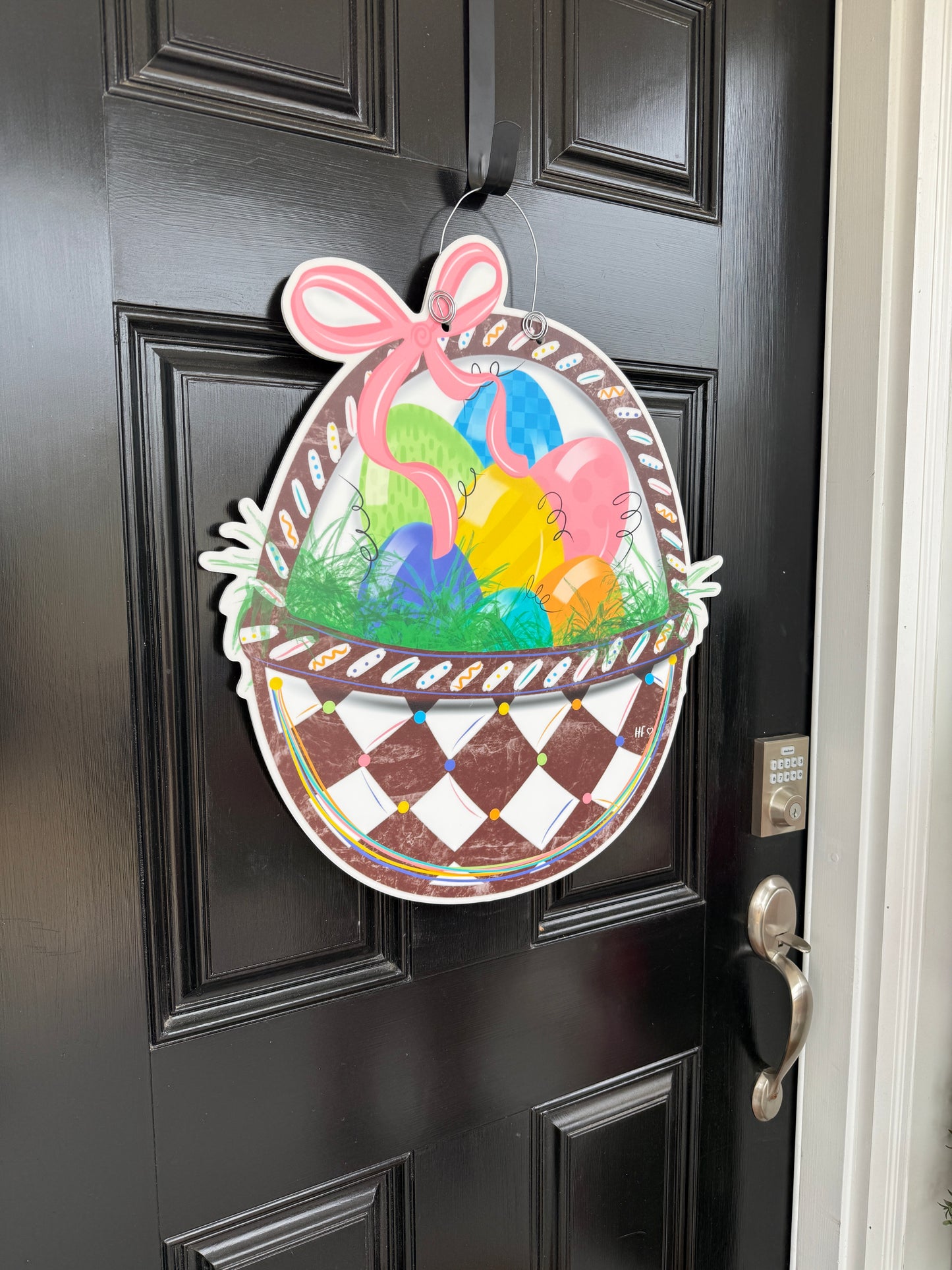 Easter Basket Checkerboard Door Hanger