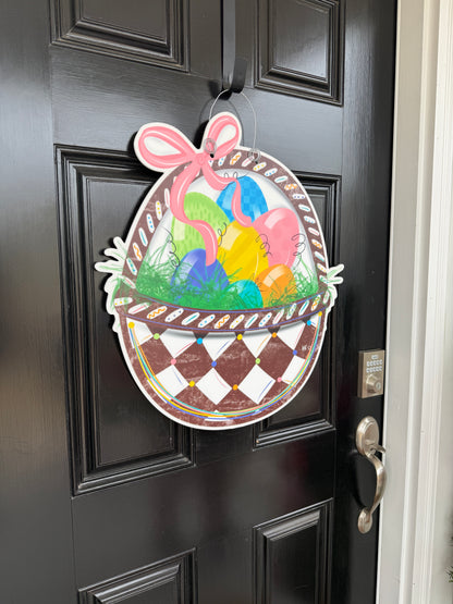 Easter Basket Checkerboard Door Hanger