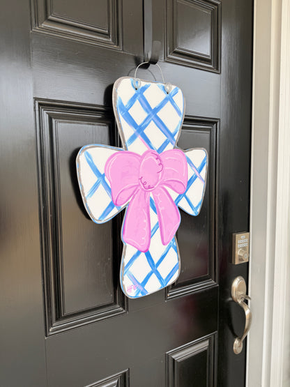 Gingham Lattice Cross Door Hanger