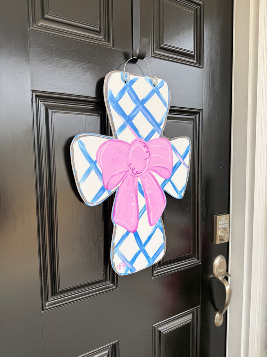 Gingham Lattice Cross Door Hanger