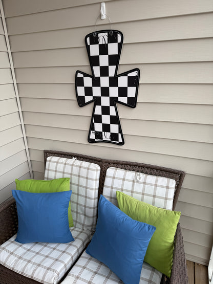 Checkerboard Cross Door Hanger