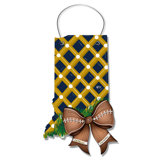 Indiana Navy & Gold Bow Door Hanger