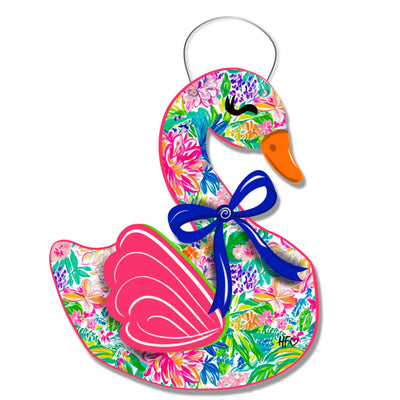 Island Floral Swan Door Hanger