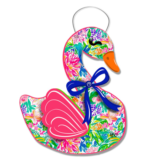 Island Floral Swan Door Hanger