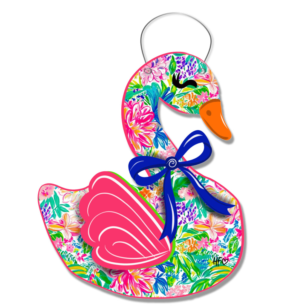 Island Floral Swan Door Hanger