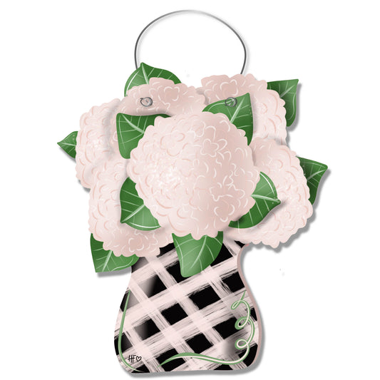 Spring Ivory Hydrangea Vase Door Hanger