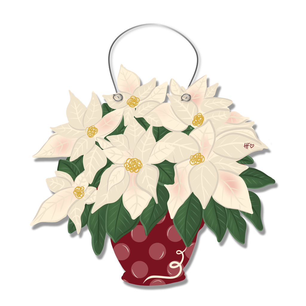 Ivory Poinsettia Door Hanger
