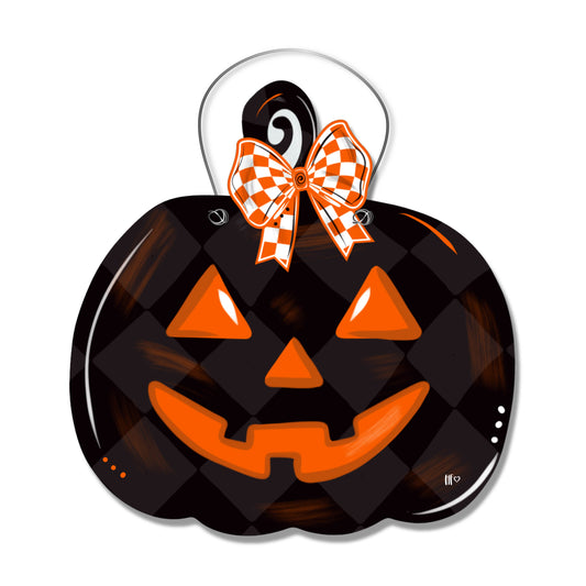Reverse Jack O' Lantern Black Door Hanger