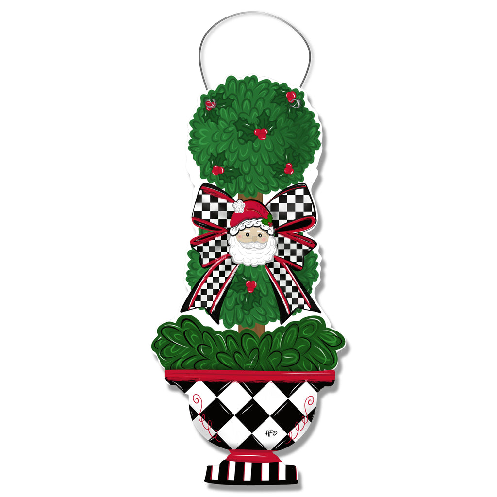 Jolly and Checkered Christmas Topiary