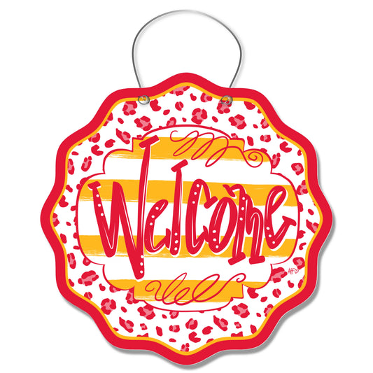 Kansas Leopard Welcome Door Hanger