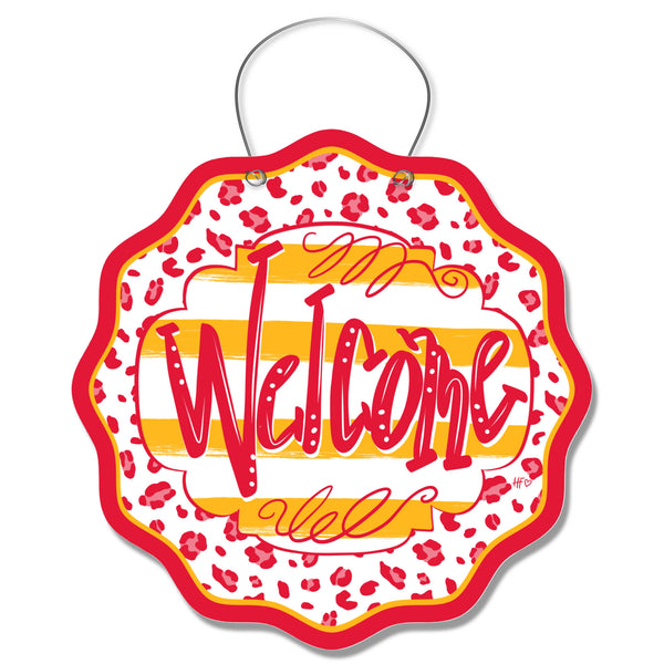 Kansas Leopard Welcome Door Hanger