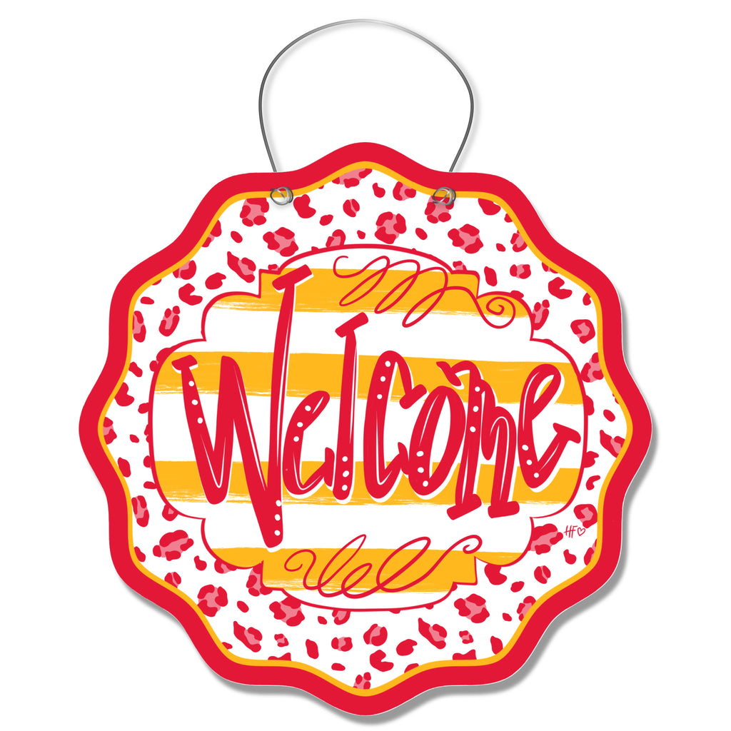 Kansas Leopard Welcome Door Hanger
