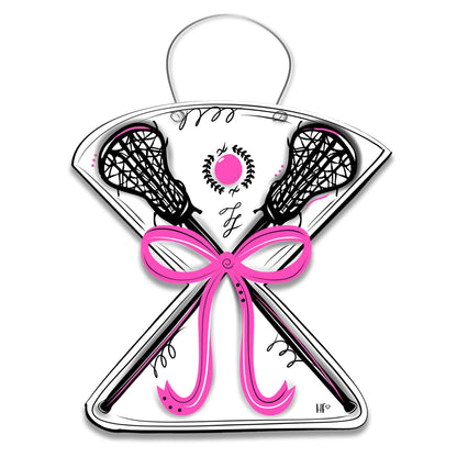 Lacrosse Pink Crossed Sticks Door Hanger