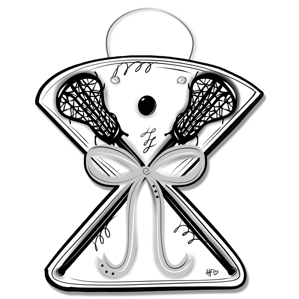 Lacrosse Grey Crossed Sticks Door Hanger