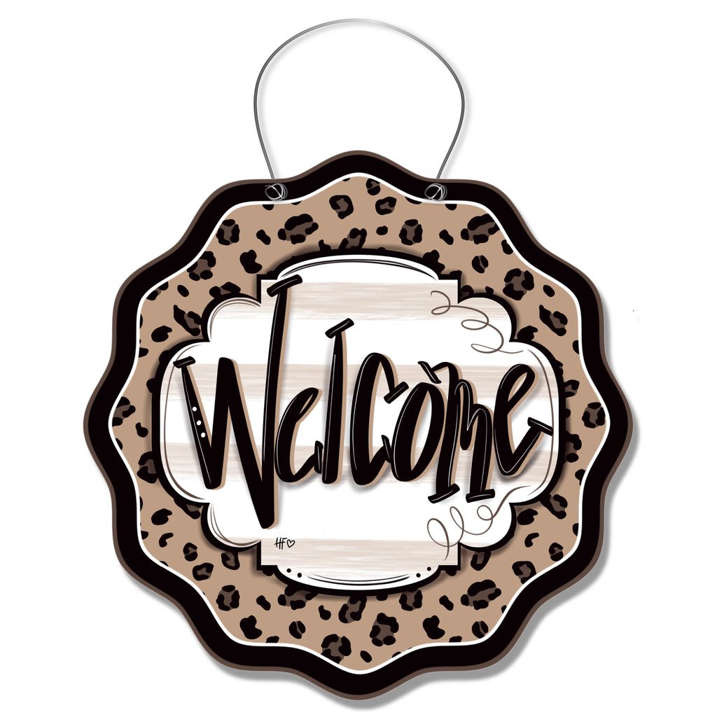 Leopard Cheetah Welcome Door Hanger