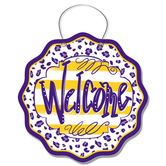 Louisiana Leopard Welcome Door Hanger