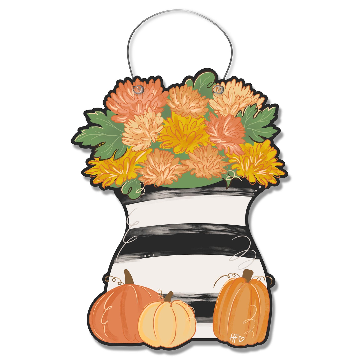 Mums Bouquet Vase Door Hanger