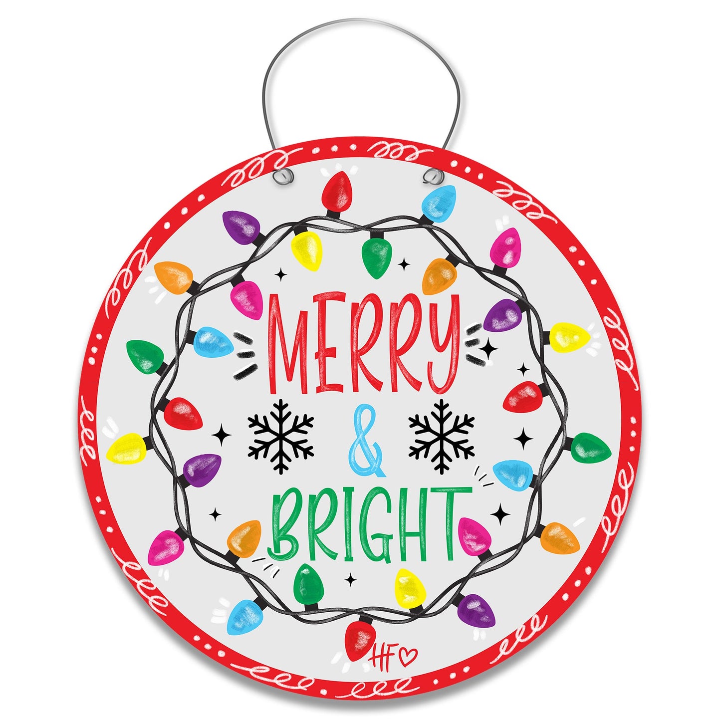 Merry & Bright Christmas Lights Door Hanger