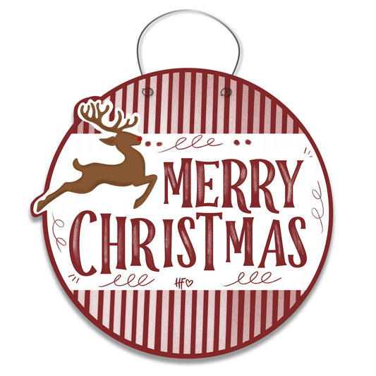 Merry Christmas Jumping Rudolph Door Hanger