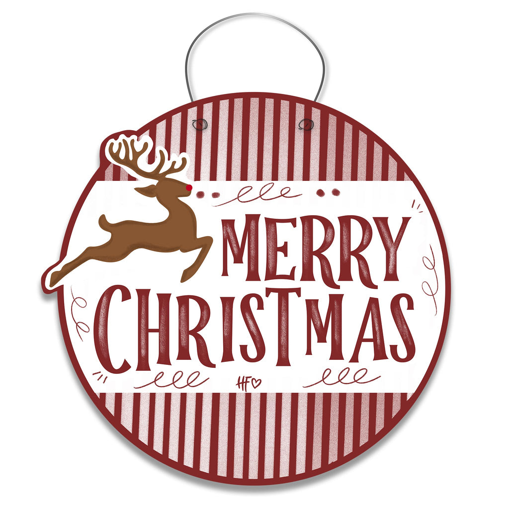 Merry Christmas Jumping Rudolph Door Hanger