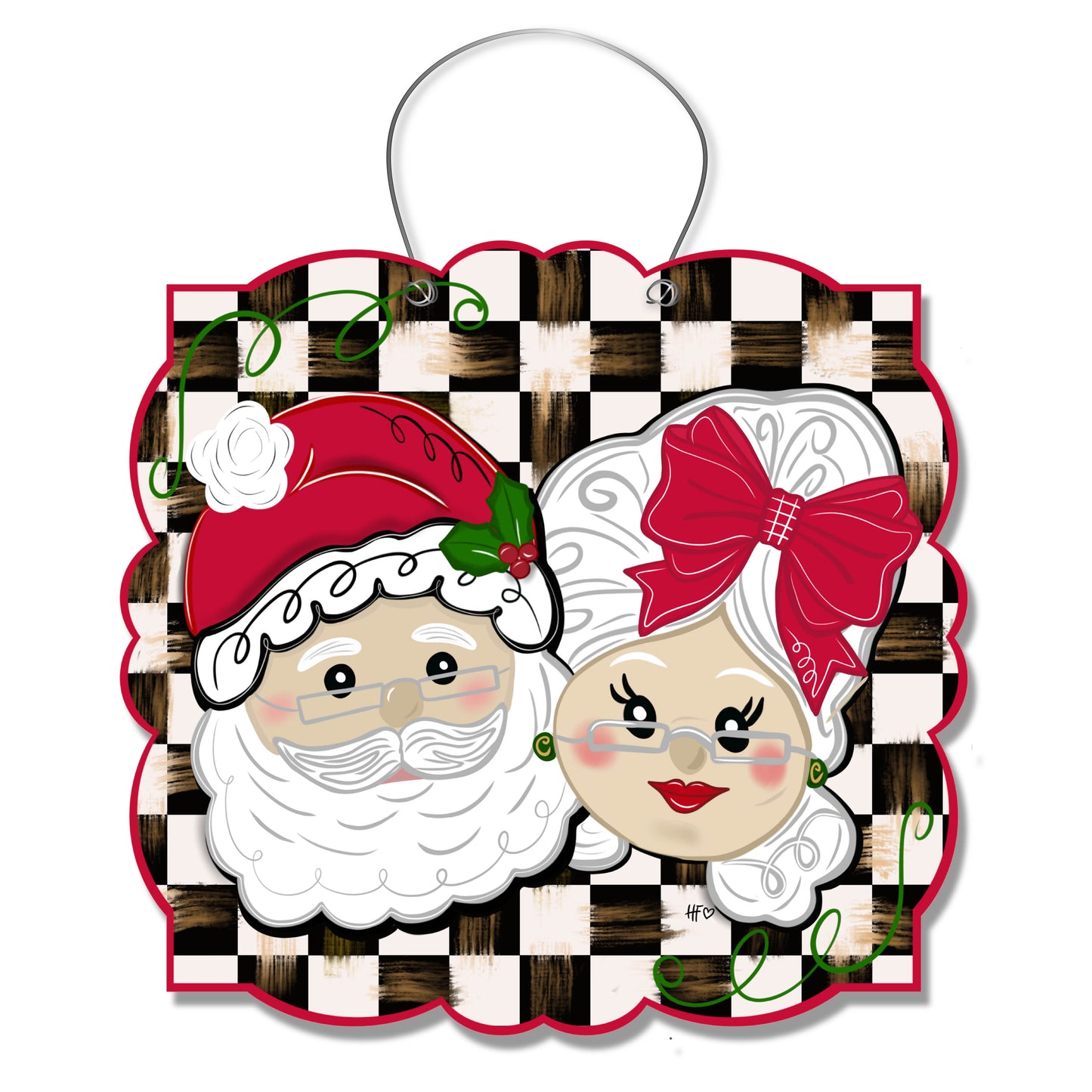 Mr and Mrs Claus Christmas Door Hanger