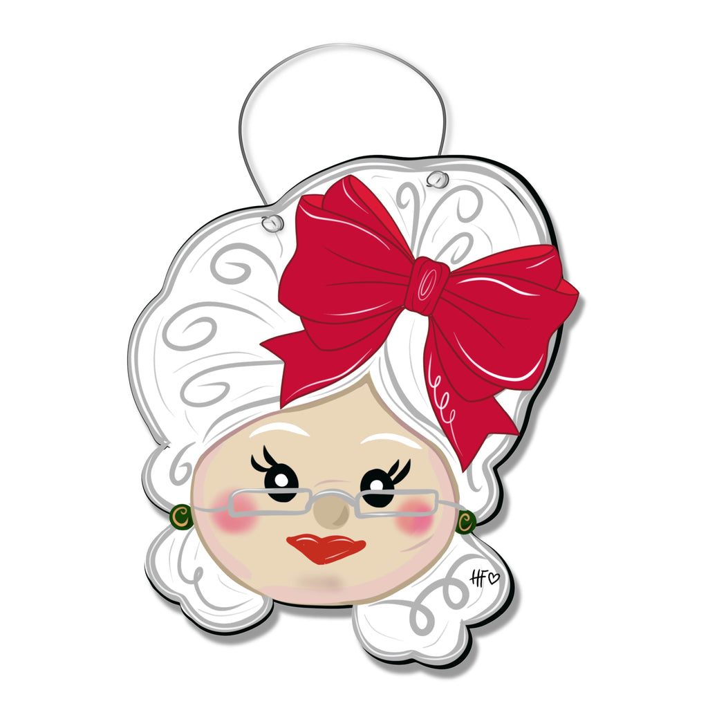 Mrs. Claus (w/glasses) Christmas Door Hanger