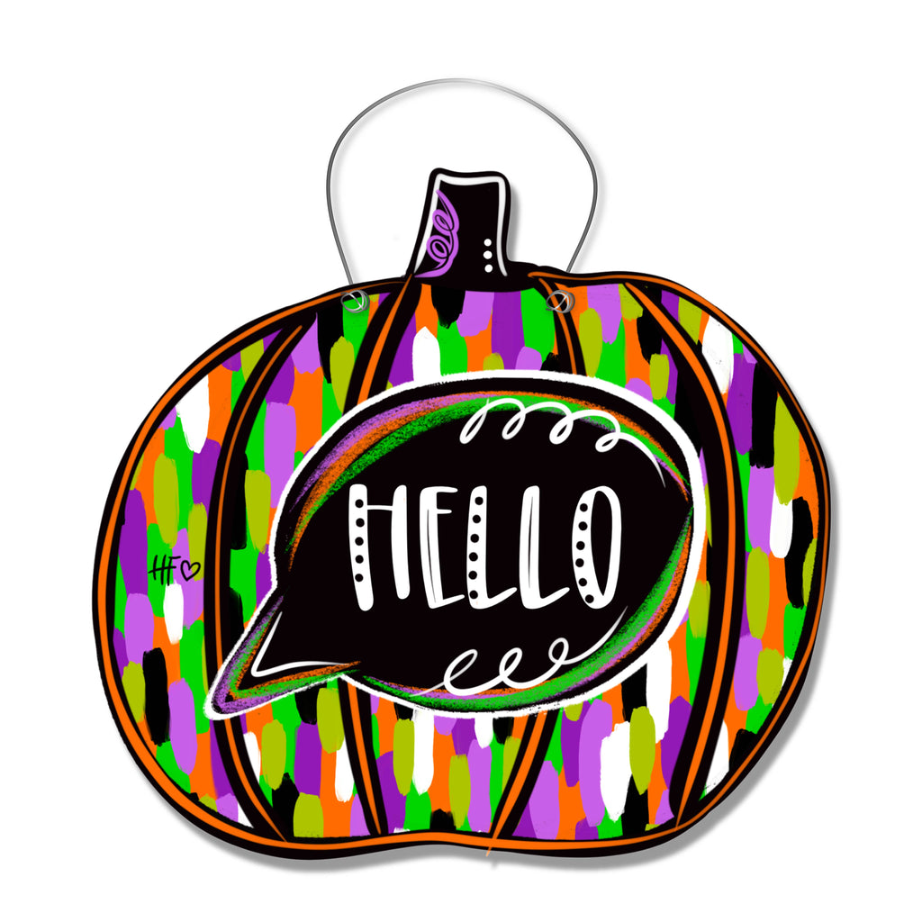 Multicolored Halloween Pumpkin Door Hanger