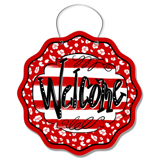 NC Leopard Welcome Door Hanger