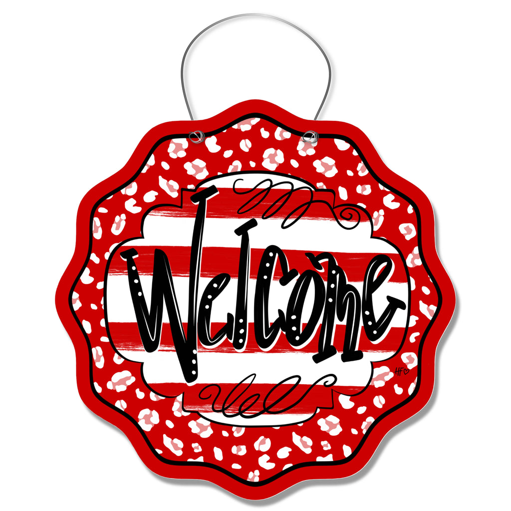 NC Leopard Welcome Door Hanger