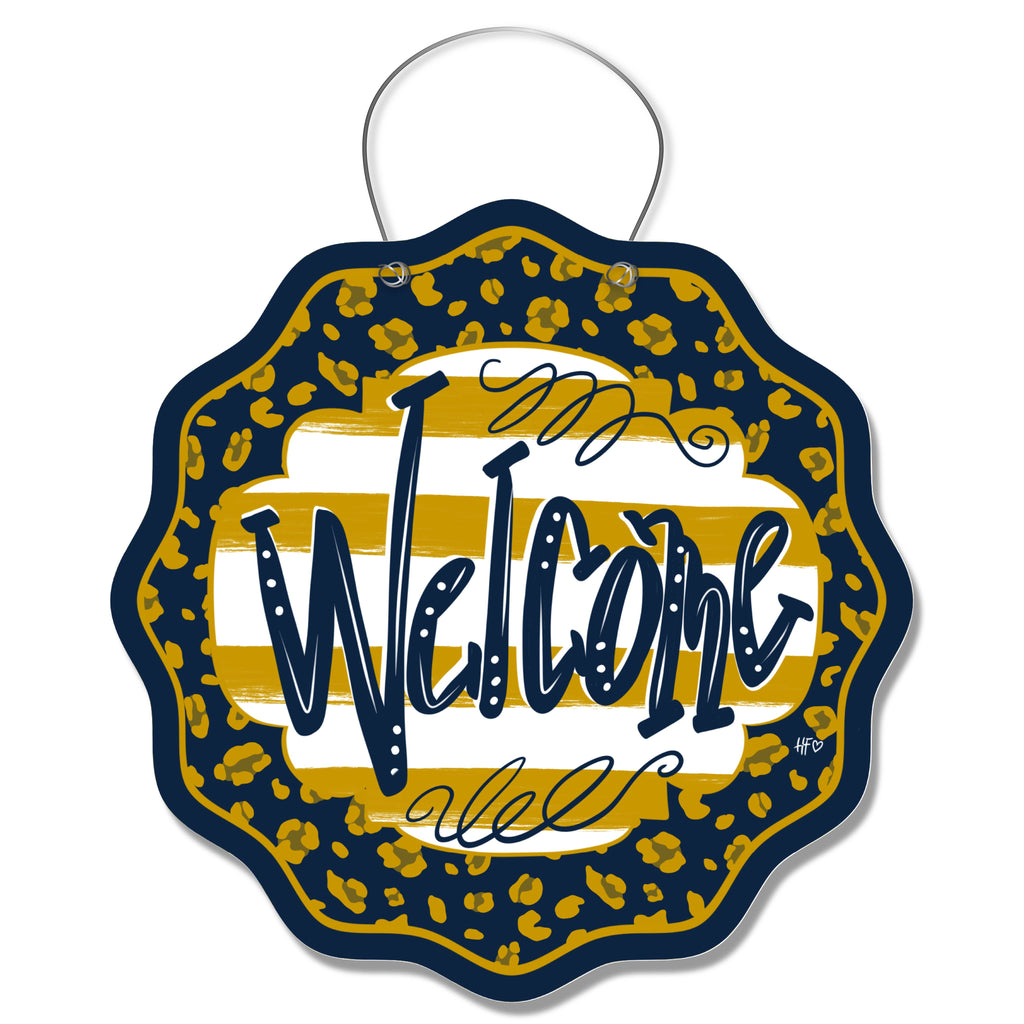 ND Leopard Welcome Door Hanger
