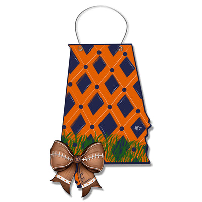 Navy and Orange Alabama Football Bow Door Hanger